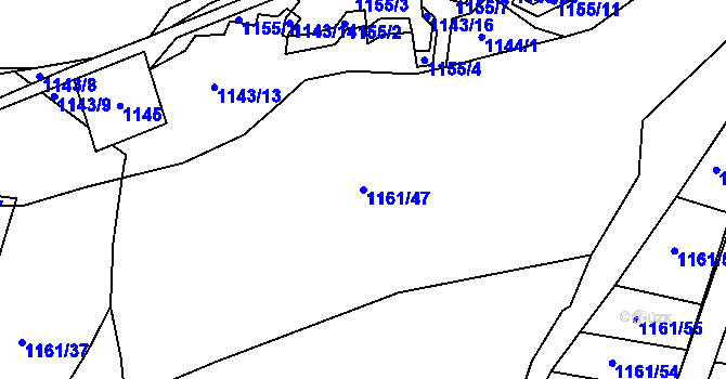 Parcela st. 1161/47 v KÚ Zaječov, Katastrální mapa