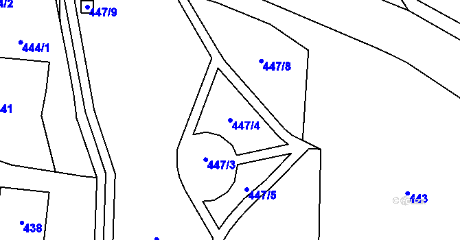 Parcela st. 447/4 v KÚ Zaječov, Katastrální mapa