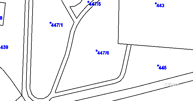 Parcela st. 447/6 v KÚ Zaječov, Katastrální mapa