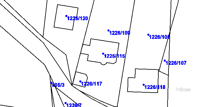Parcela st. 1226/115 v KÚ Zaječov, Katastrální mapa