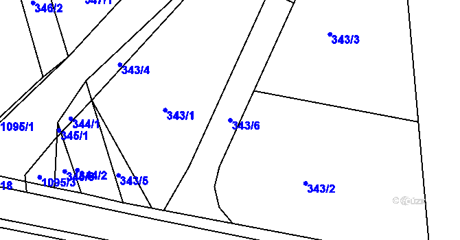 Parcela st. 343/6 v KÚ Zaječov, Katastrální mapa