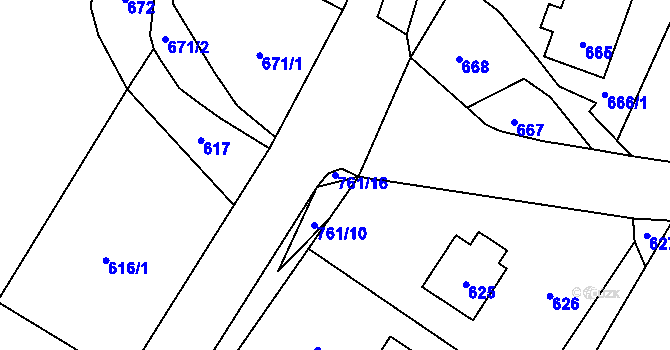 Parcela st. 761/16 v KÚ Zaječov, Katastrální mapa