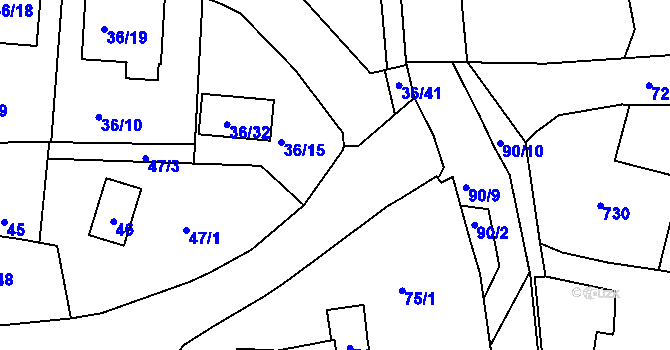 Parcela st. 47/4 v KÚ Zaječov, Katastrální mapa