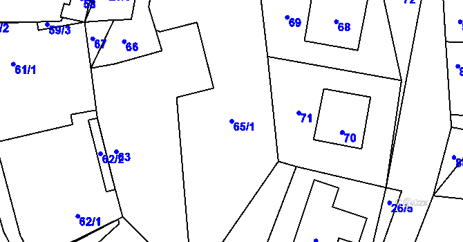 Parcela st. 65/1 v KÚ Zaječov, Katastrální mapa