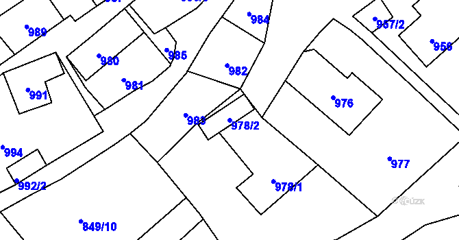 Parcela st. 978/2 v KÚ Zaječov, Katastrální mapa