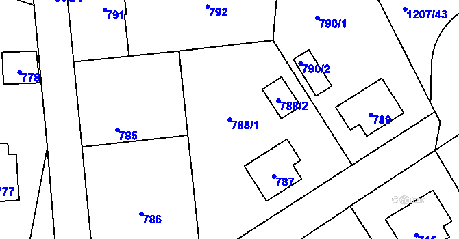 Parcela st. 788/1 v KÚ Zaječov, Katastrální mapa