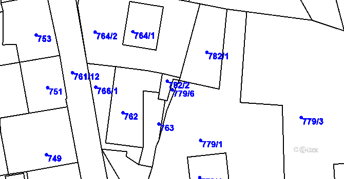 Parcela st. 779/6 v KÚ Zaječov, Katastrální mapa