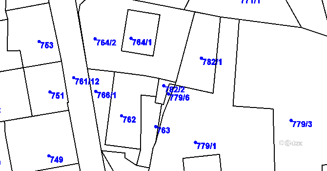 Parcela st. 782/2 v KÚ Zaječov, Katastrální mapa