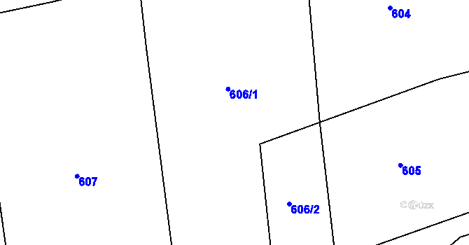 Parcela st. 606 v KÚ Zájezd u Buštěhradu, Katastrální mapa