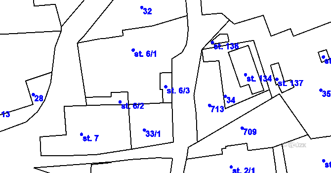Parcela st. 6/3 v KÚ Zájezd u Buštěhradu, Katastrální mapa