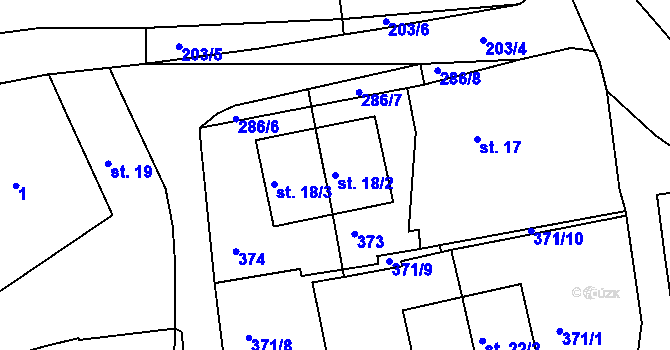 Parcela st. 18/2 v KÚ Zájezd u Buštěhradu, Katastrální mapa
