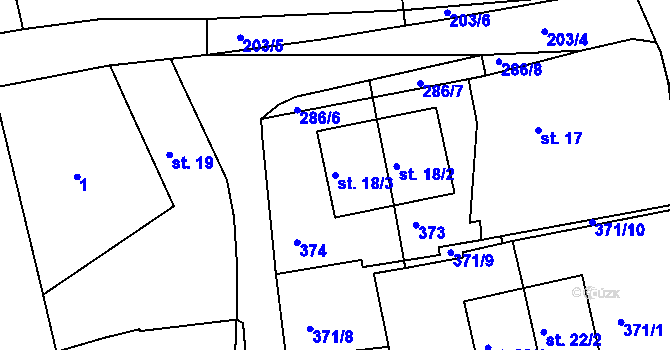 Parcela st. 18/3 v KÚ Zájezd u Buštěhradu, Katastrální mapa
