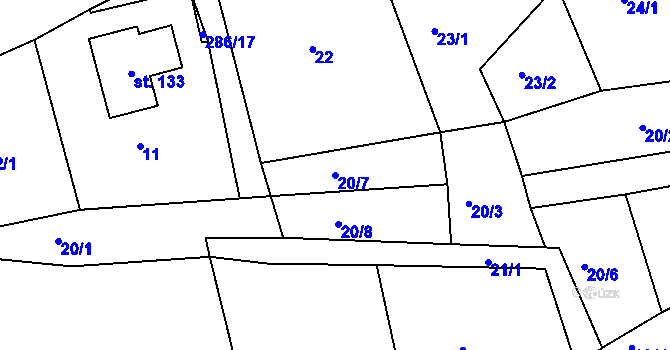 Parcela st. 20/7 v KÚ Zájezd u Buštěhradu, Katastrální mapa