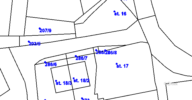 Parcela st. 286/21 v KÚ Zájezd u Buštěhradu, Katastrální mapa
