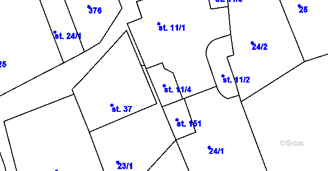Parcela st. 11/4 v KÚ Zájezd u Buštěhradu, Katastrální mapa