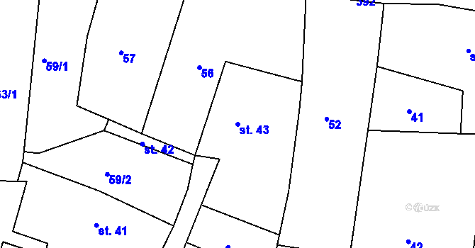 Parcela st. 43 v KÚ Zájezdec, Katastrální mapa