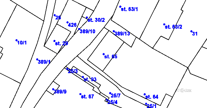 Parcela st. 65 v KÚ Zájezdec, Katastrální mapa