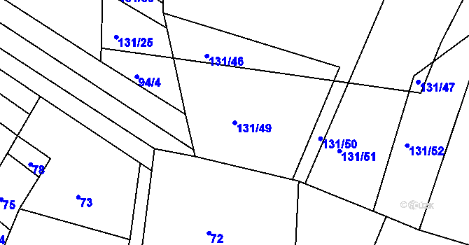 Parcela st. 131/49 v KÚ Zájezdec, Katastrální mapa