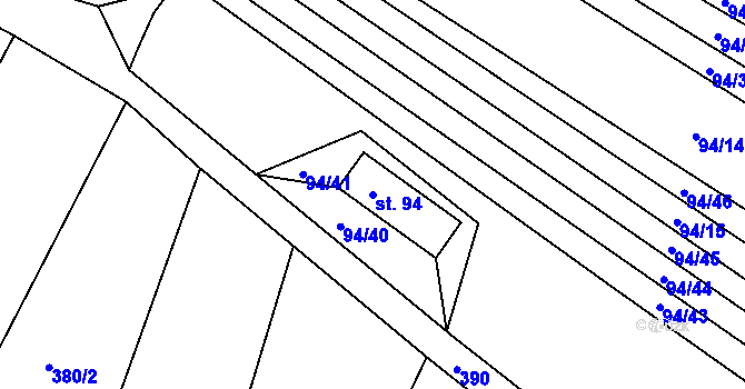 Parcela st. 94 v KÚ Zájezdec, Katastrální mapa