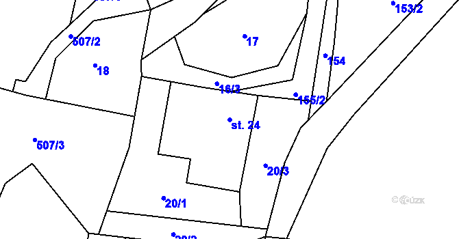 Parcela st. 24 v KÚ Zajíčkov, Katastrální mapa