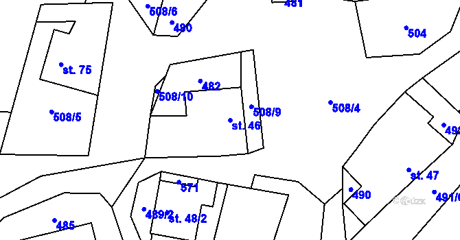 Parcela st. 46 v KÚ Zajíčkov, Katastrální mapa