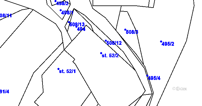 Parcela st. 52/2 v KÚ Zajíčkov, Katastrální mapa