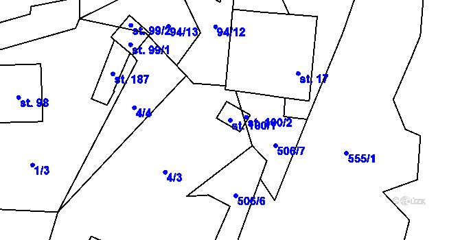Parcela st. 100/1 v KÚ Zajíčkov, Katastrální mapa