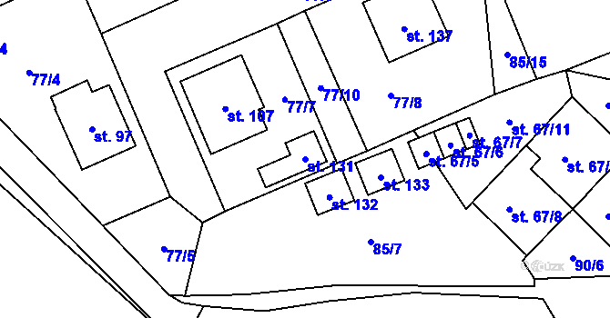 Parcela st. 131 v KÚ Zajíčkov, Katastrální mapa