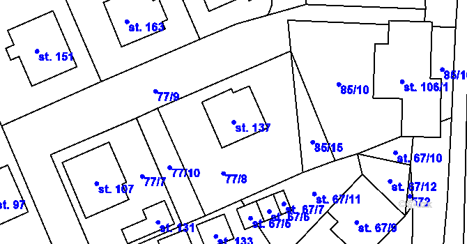 Parcela st. 137 v KÚ Zajíčkov, Katastrální mapa
