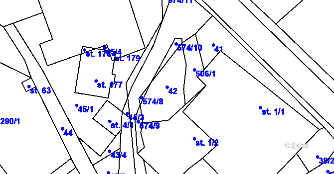 Parcela st. 42 v KÚ Zajíčkov, Katastrální mapa