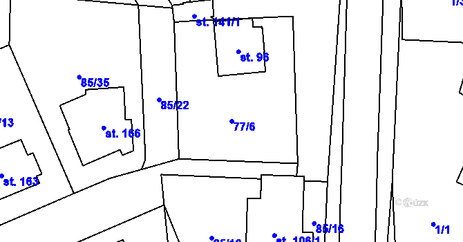 Parcela st. 77/6 v KÚ Zajíčkov, Katastrální mapa