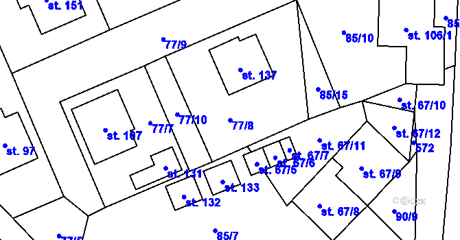 Parcela st. 77/8 v KÚ Zajíčkov, Katastrální mapa