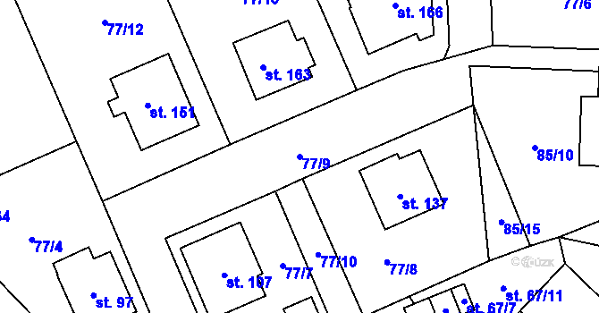 Parcela st. 77/9 v KÚ Zajíčkov, Katastrální mapa