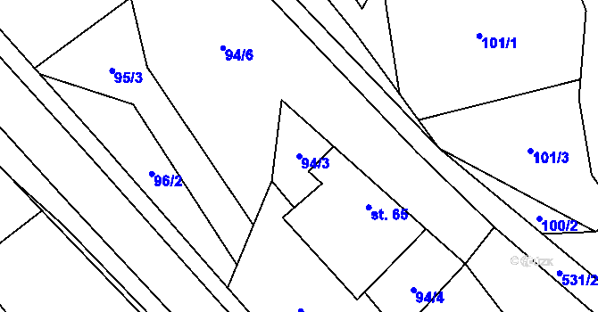 Parcela st. 94/3 v KÚ Zajíčkov, Katastrální mapa