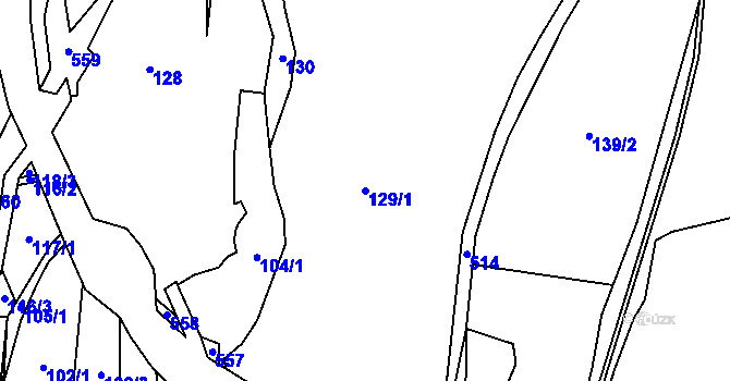 Parcela st. 129/1 v KÚ Zajíčkov, Katastrální mapa