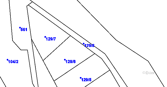 Parcela st. 129/8 v KÚ Zajíčkov, Katastrální mapa