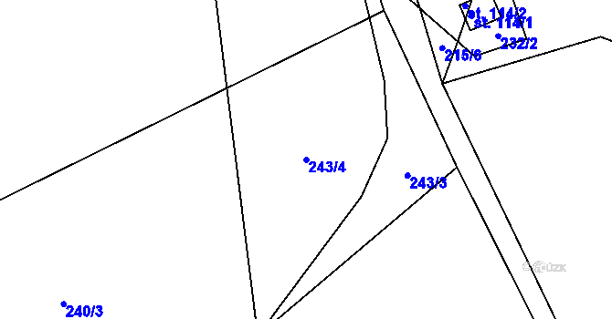 Parcela st. 243/4 v KÚ Zajíčkov, Katastrální mapa