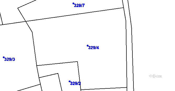 Parcela st. 329/4 v KÚ Zajíčkov, Katastrální mapa