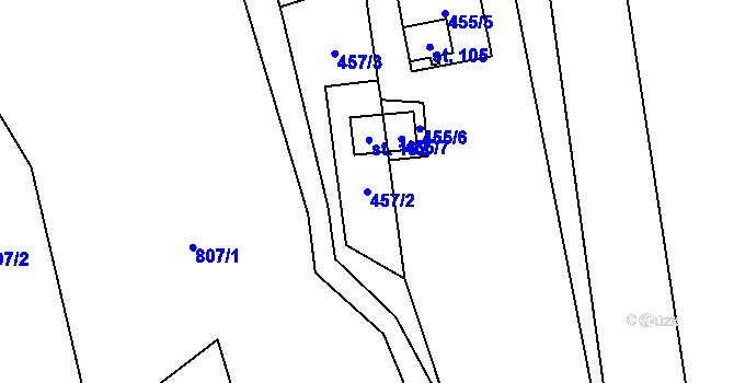 Parcela st. 457/2 v KÚ Zajíčkov, Katastrální mapa