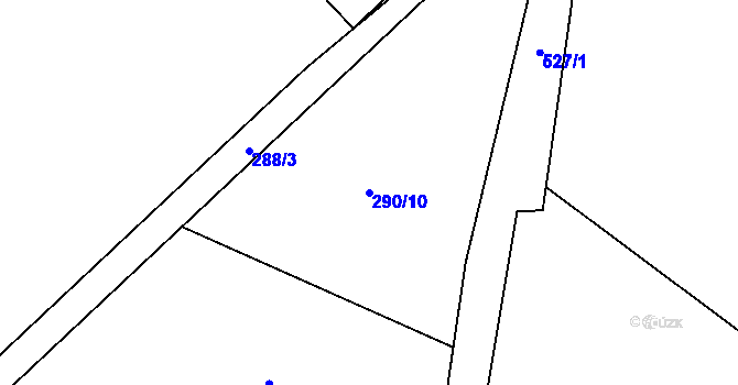 Parcela st. 290/10 v KÚ Zajíčkov, Katastrální mapa