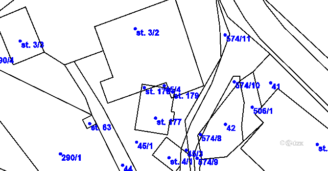 Parcela st. 45/4 v KÚ Zajíčkov, Katastrální mapa