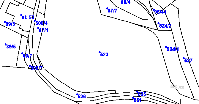 Parcela st. 523 v KÚ Kováry, Katastrální mapa