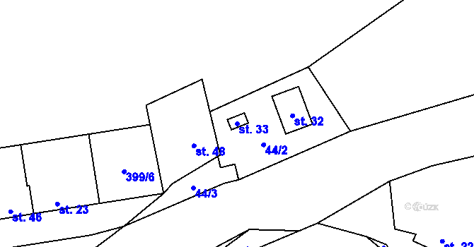Parcela st. 33 v KÚ Kováry, Katastrální mapa