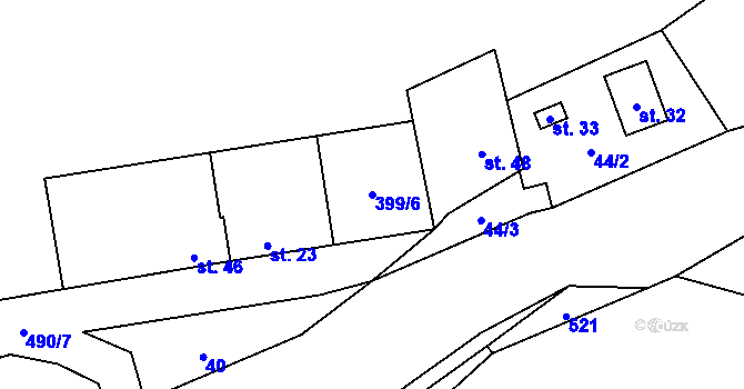 Parcela st. 399/6 v KÚ Kováry, Katastrální mapa