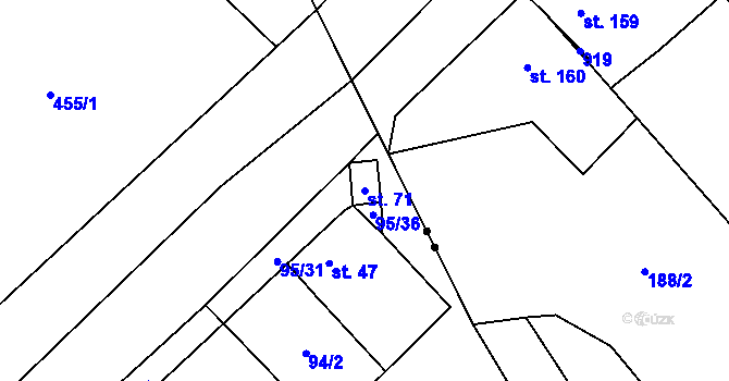 Parcela st. 71 v KÚ Kováry, Katastrální mapa