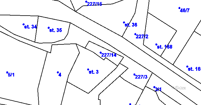 Parcela st. 227/14 v KÚ Trněný Újezd u Zákolan, Katastrální mapa