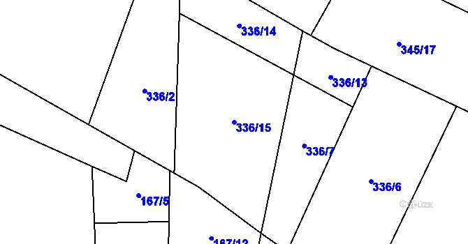 Parcela st. 336/15 v KÚ Trněný Újezd u Zákolan, Katastrální mapa