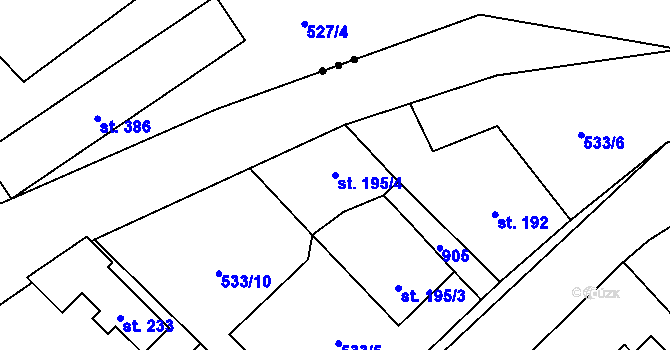 Parcela st. 195/4 v KÚ Trněný Újezd u Zákolan, Katastrální mapa