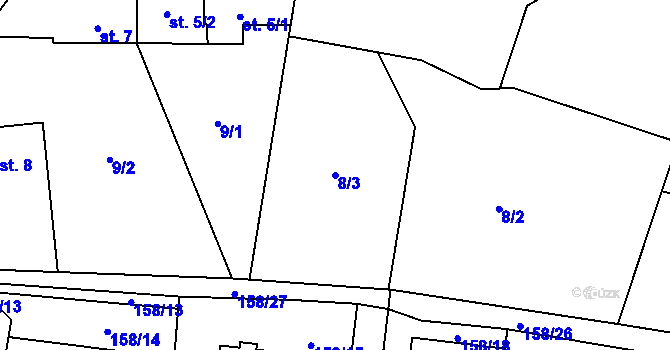 Parcela st. 8/3 v KÚ Trněný Újezd u Zákolan, Katastrální mapa