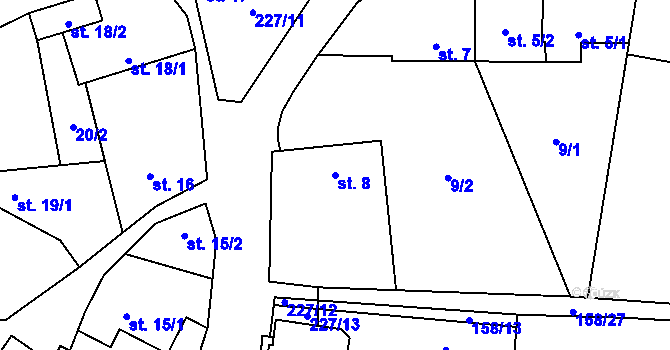 Parcela st. 8 v KÚ Trněný Újezd u Zákolan, Katastrální mapa
